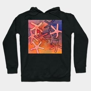 Colorful Starfishes Mixed Media Painting Hoodie